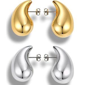 Bottega Style Chunky Tear Drop Celebrity Earrings